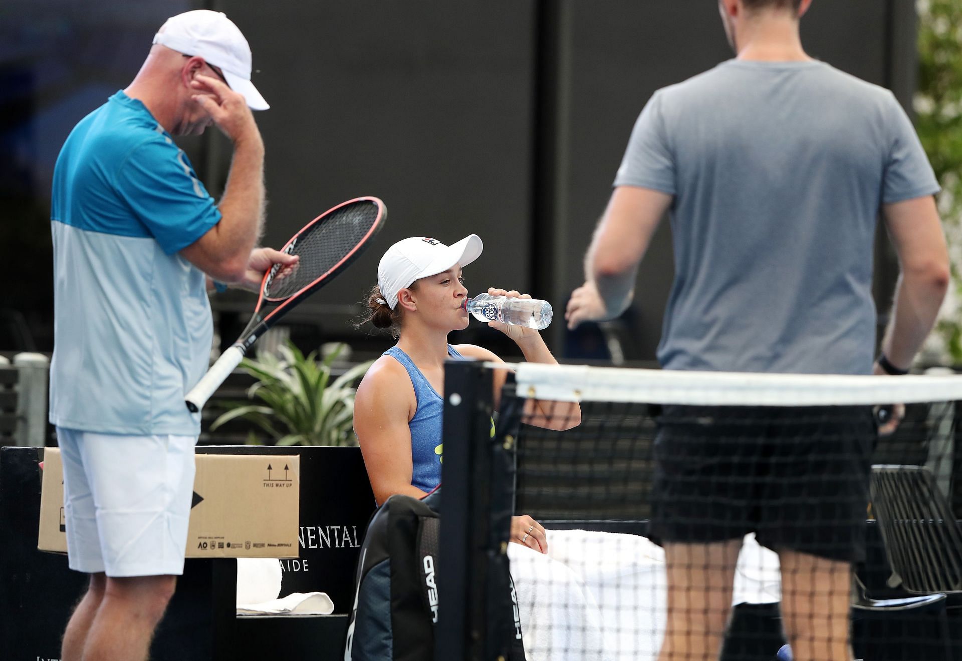 Ashleigh Barty with her team in Adelaide