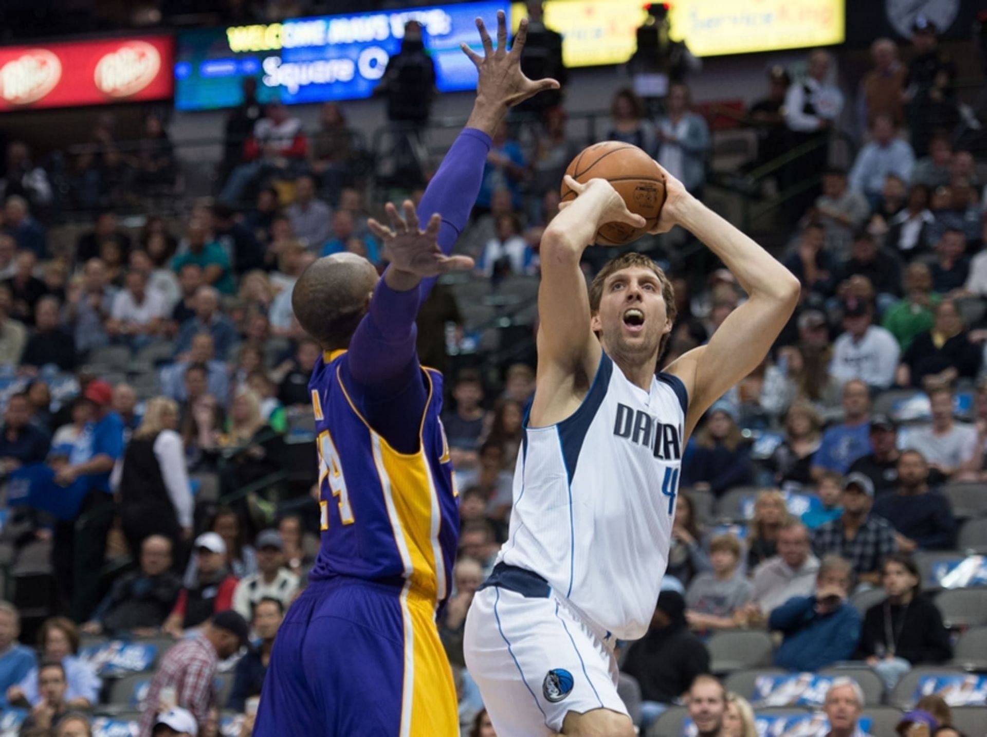Dirk Nowitzki&#039;s iconic and trademark one-legged jumpers were almost impossible to defend [Photo: Lake Show Life]
