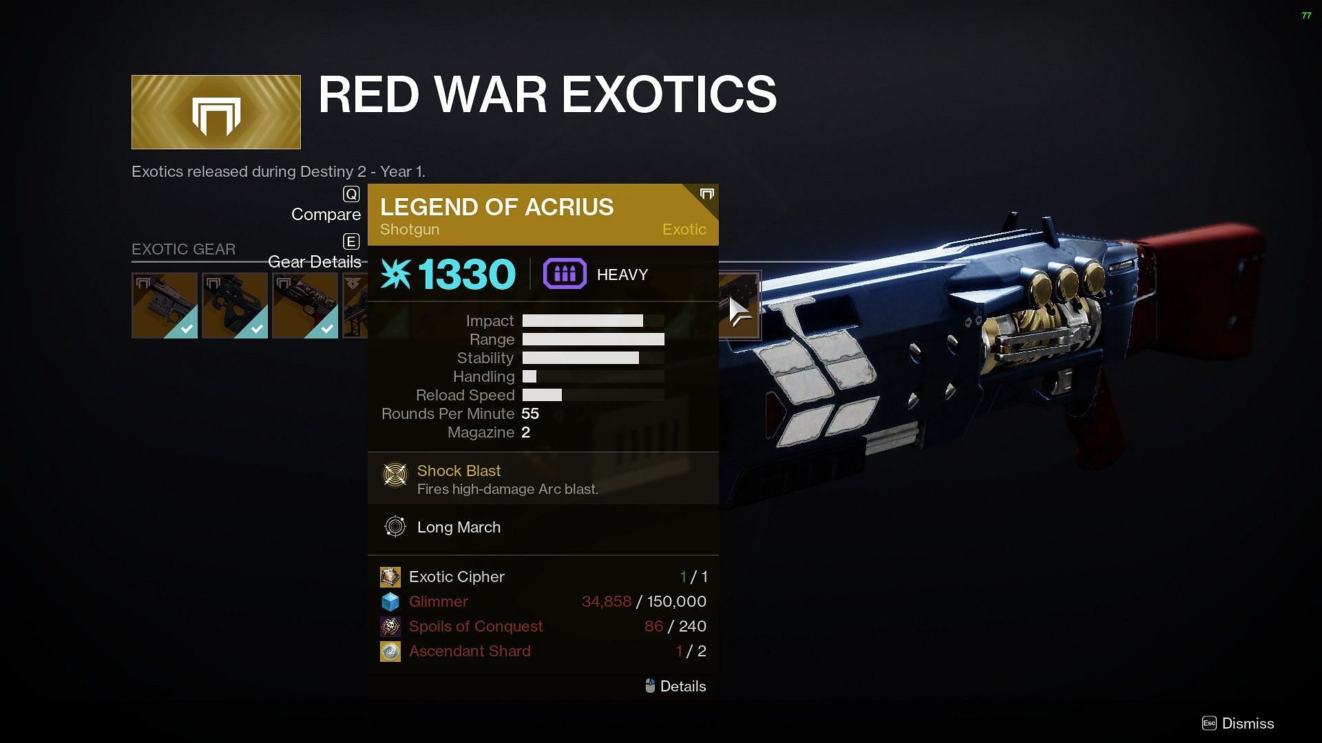 Legend of Acrius exotic Shotgun (Image via Bungie)