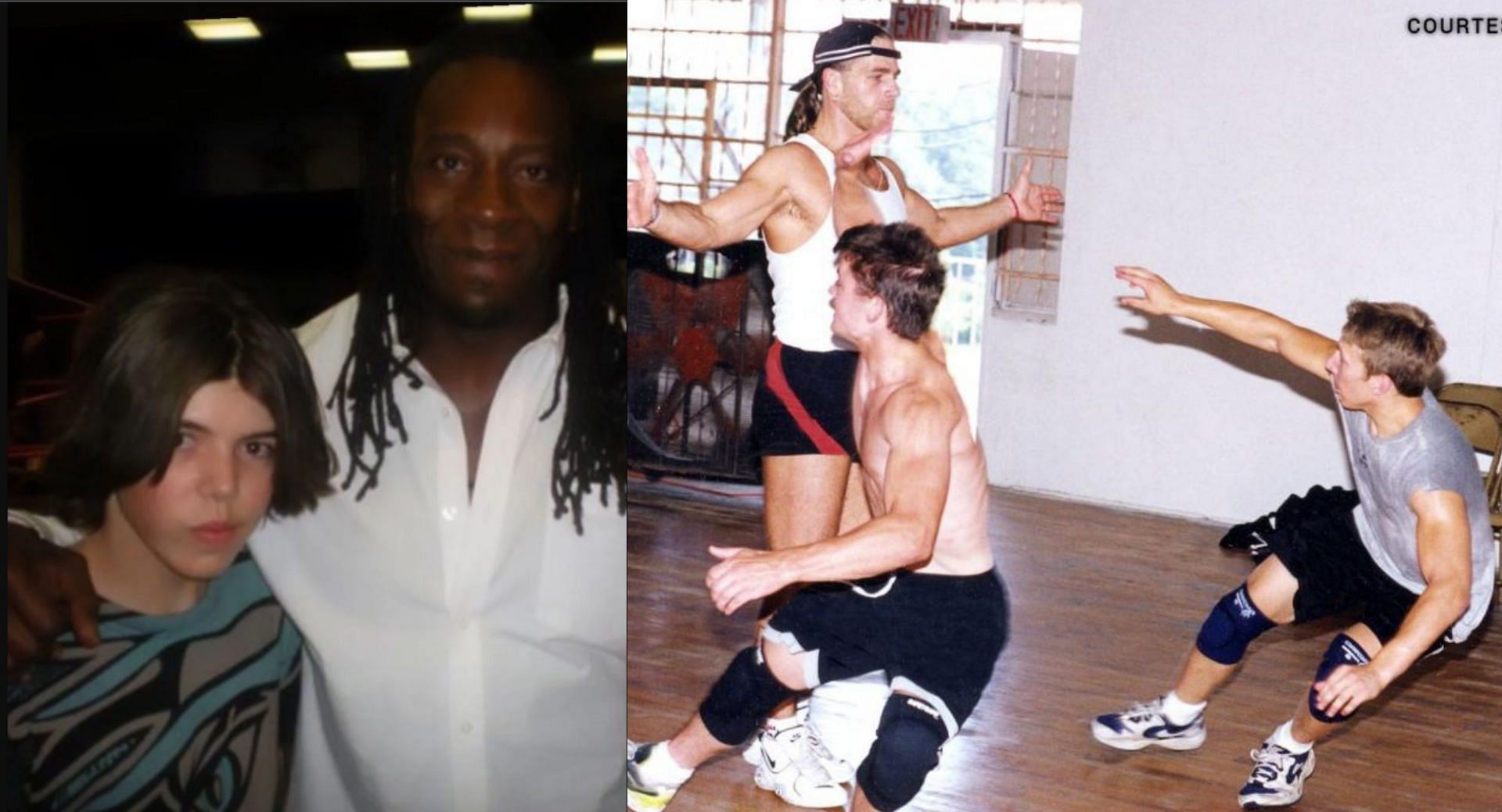 Booker T with Sammy Guevara (left), Shawn Michaels training Bryan Danielson (right)