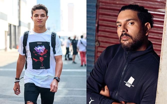 Lando Norris spotted playing golf with Indian cricketer Yuvraj Singh