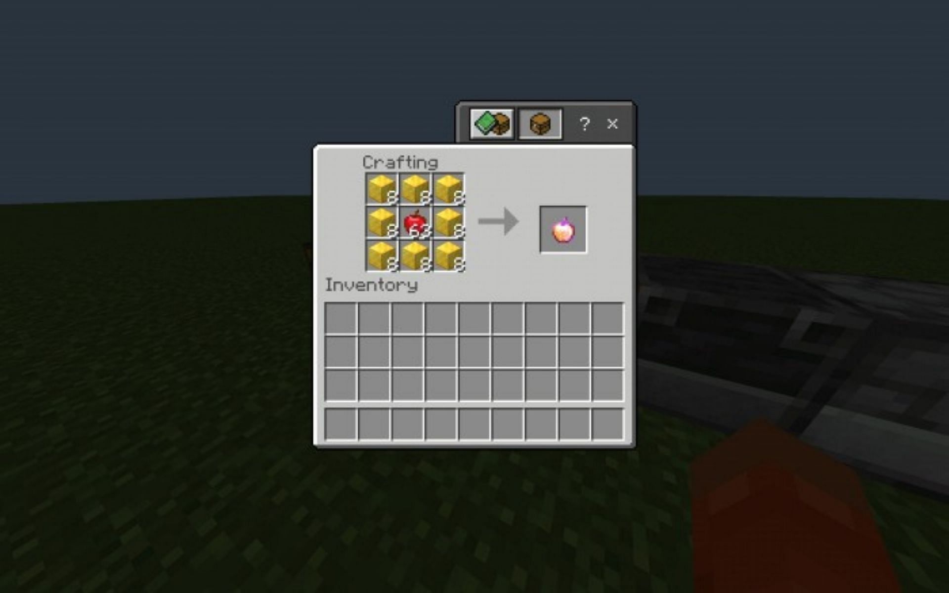 Crafting recipe for Enchanted Golden Apples (Image via MCPE DL)