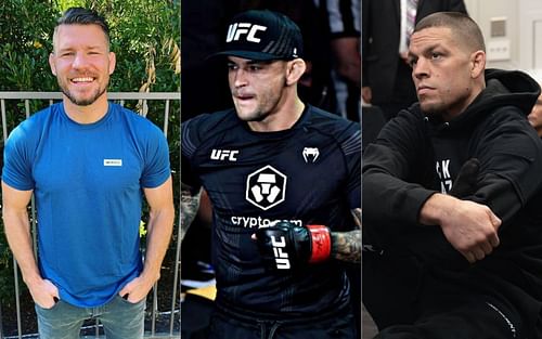 Michael Bisping (left), Dustin Poirier (middle) and Nate Diaz (right) [Image credits: @mikebisping, @dustinpoirier and @natediaz209 on Instagram]