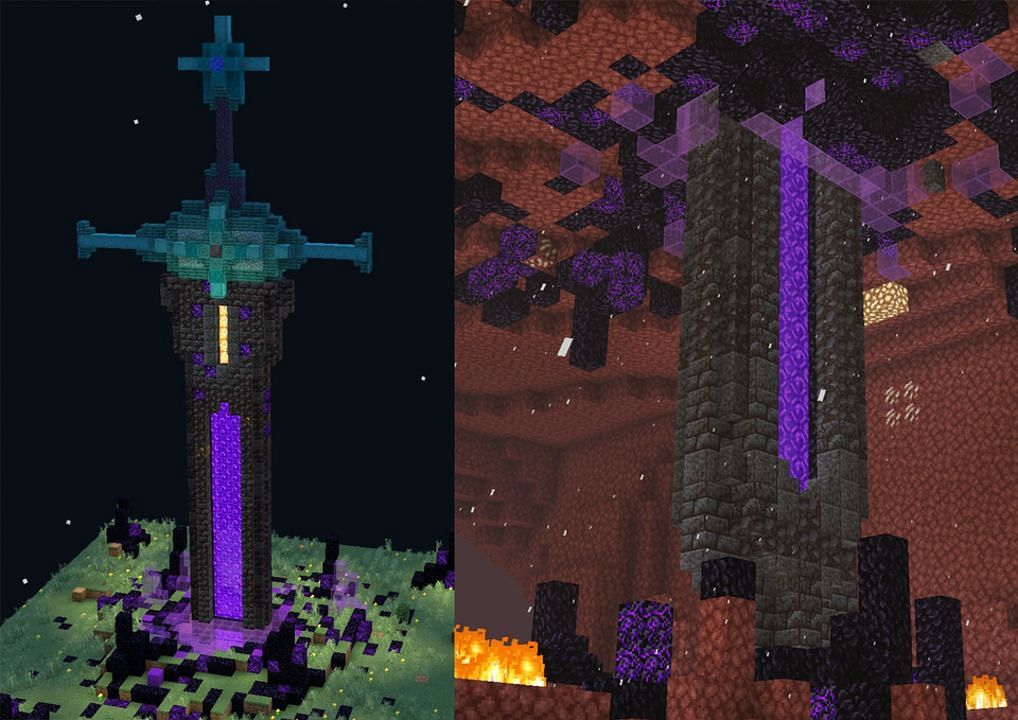 Sword portals have become prominently popular in Reddit builds (Image via Mojang)