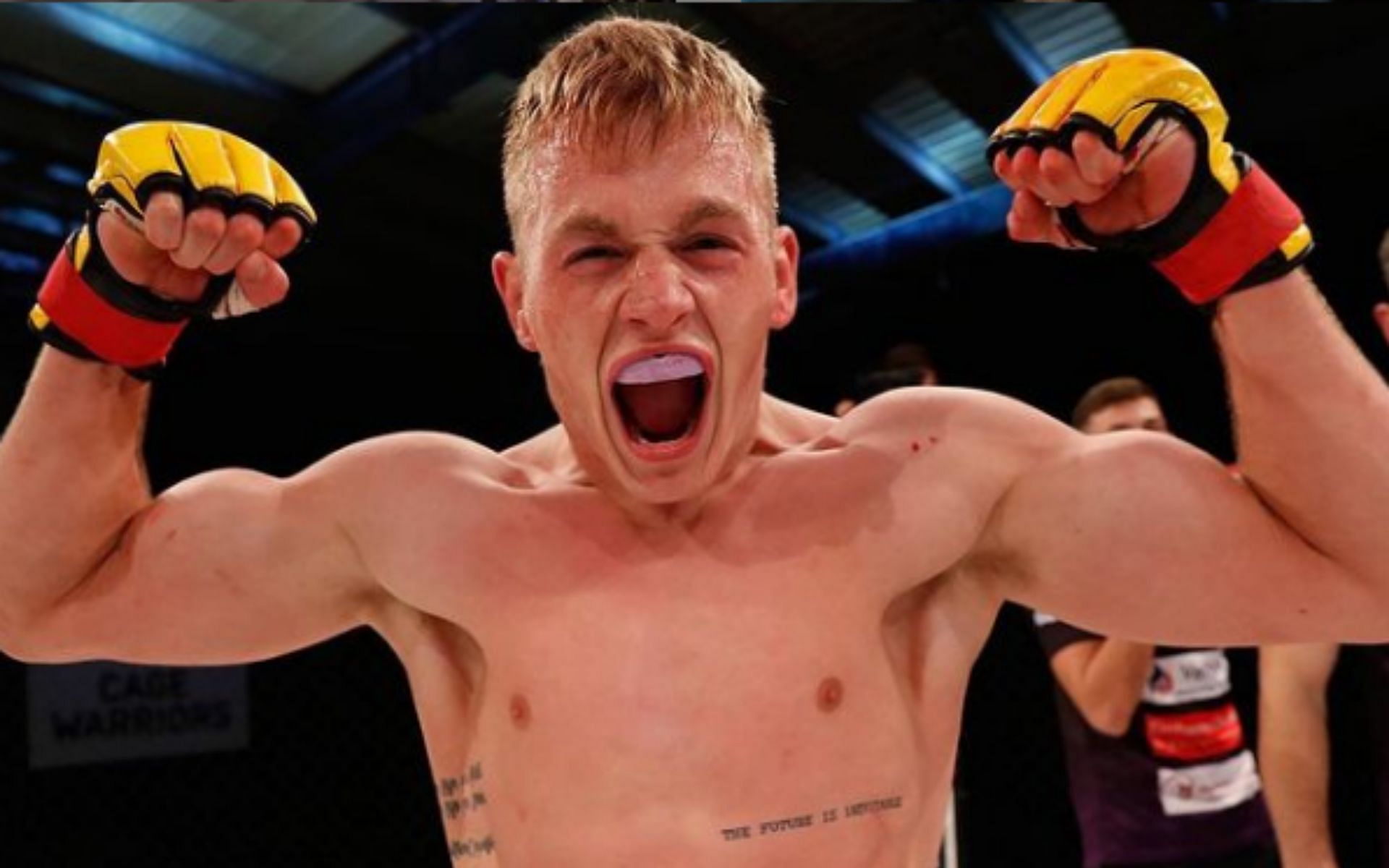 UFC welterweight superstar Ian Garry reacts after securing a victory at UK-based Cage Warriors, where he is a former welterweight champion (Image Credit: @iangarry on Instagram)