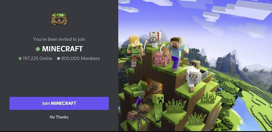 The official Minecraft Discord server boasts 800K members (Image via Discord)