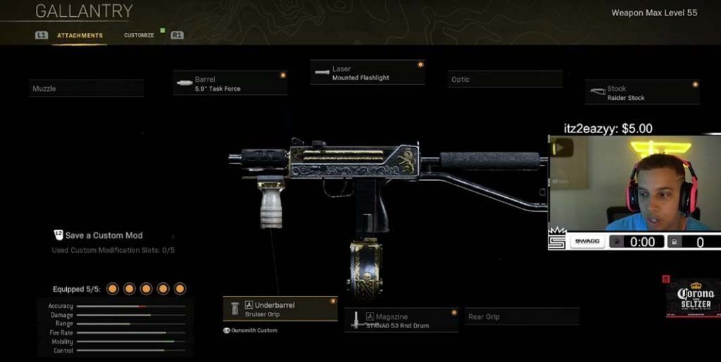 Swagg&#039;s MAC-10 loadout (Image via Swagg; YouTube)