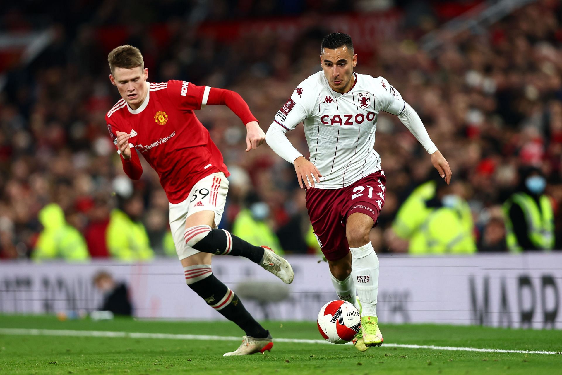 Scott McTominay (L) scored the only goal of the Manchester United v Aston Villa: The Emirates FA Cup Third Round game