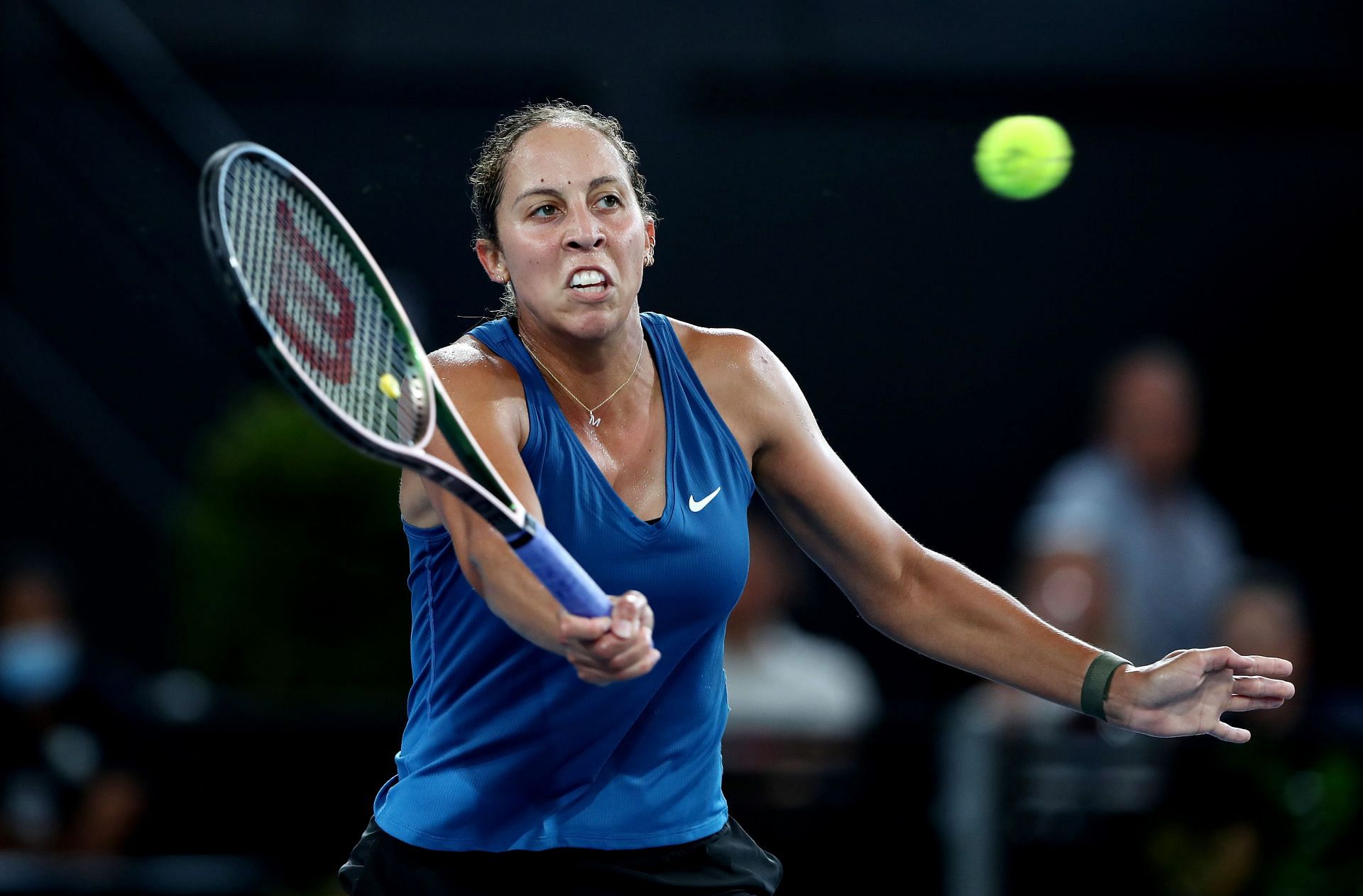 Madison Keys in action at the 2022 Adelaide International