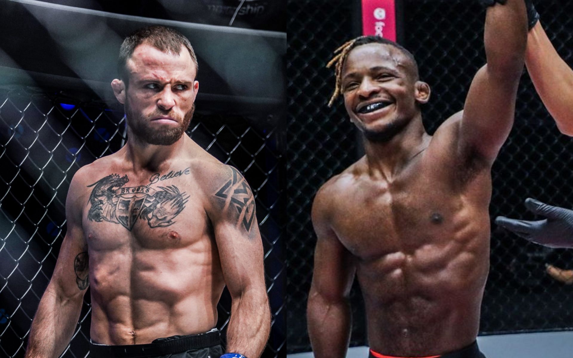 Jarred Brooks (left) doesn&#039;t see top contender Bokang Masunyane (right) as a threat | Photo: ONE Championship