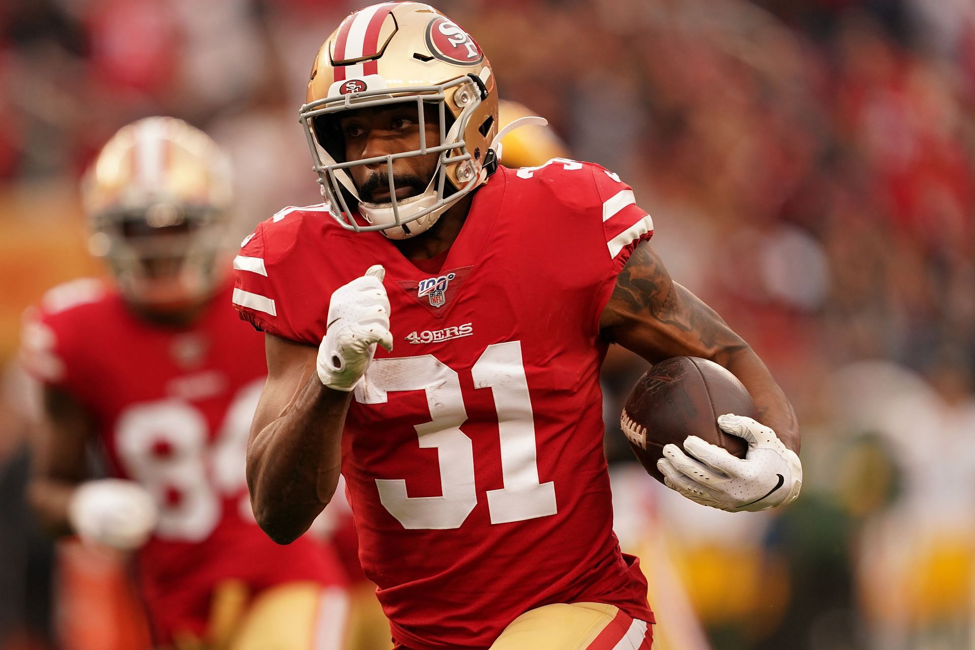 Raheem Mosters is responsible for the 49ers&#039; most recent NFL win, picking up 220 yards in the 2021 NFC title game (Photo: Getty)