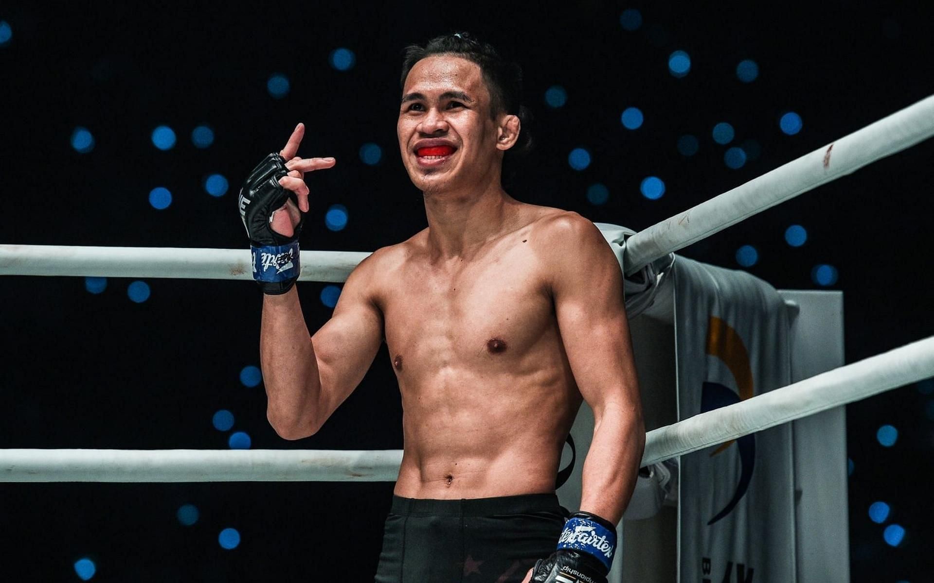 ONE Championship strawweight Jeremy Miado produced one of the most epic flying knee KO&#039;s in history. (Image courtesy of ONE Championship)