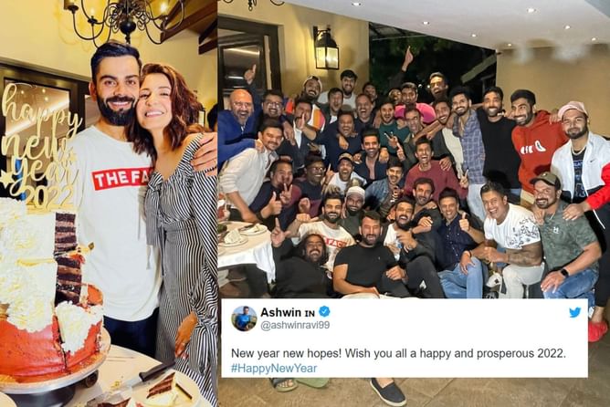 Virat Kohli and Rahul Dravid join other Team India members to enthusiastically ring in the New Year