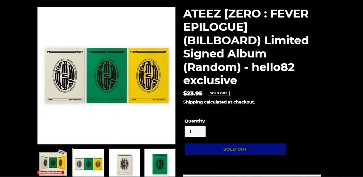 ATEEZ &#039;ZERO: FEVER EPILOGUE&#039; Limited Sign Album (Screenshot via Hello82 website)