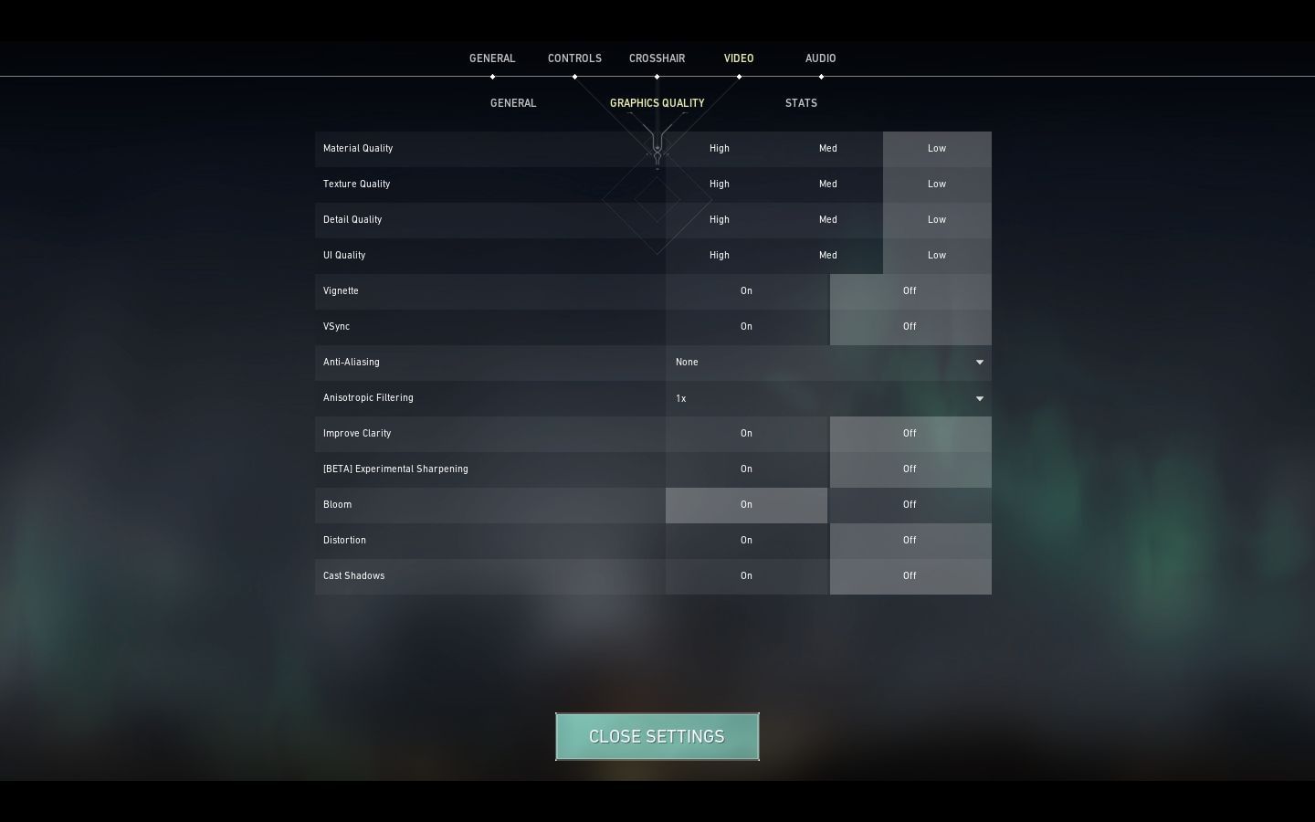 The graphics quality settings (Image via Valorant)