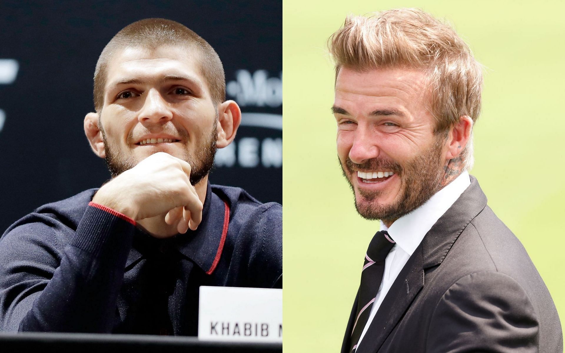 Khabib Nurmagomedov (left) and David Beckham (right)