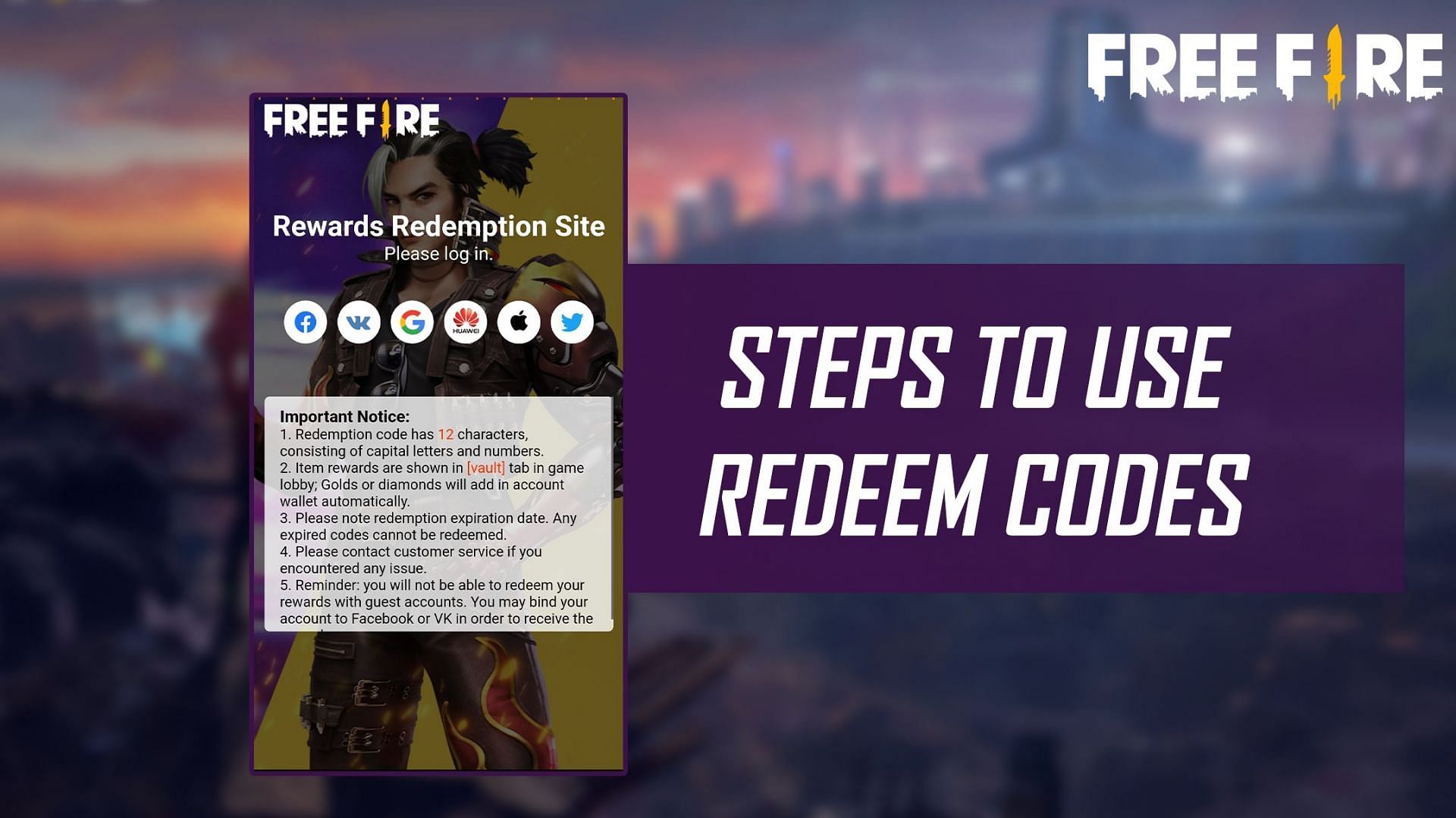 Guide to use redeem code (Image via Free Fire)