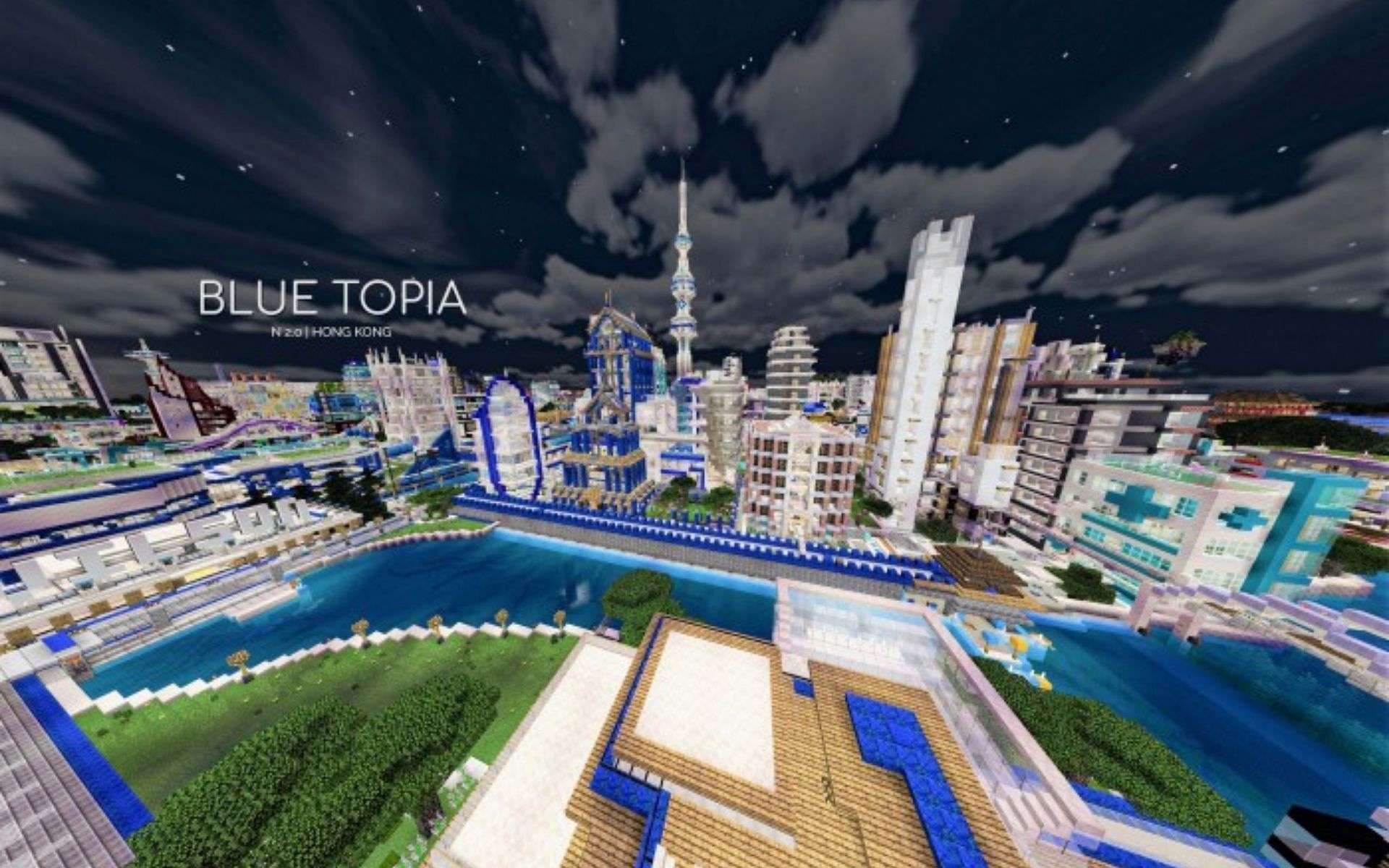 Stunning map of Blue Topia (Image via MCPEDL)