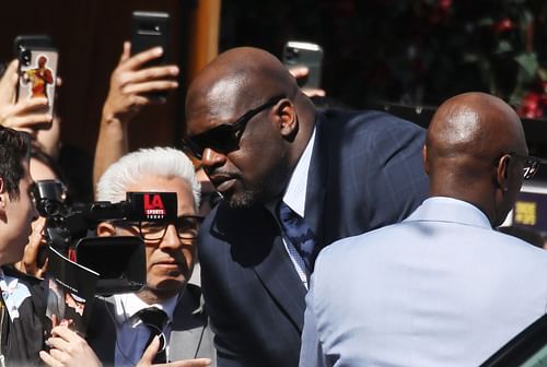 Shaquille O'Neal at Kobe Bryant's memorial