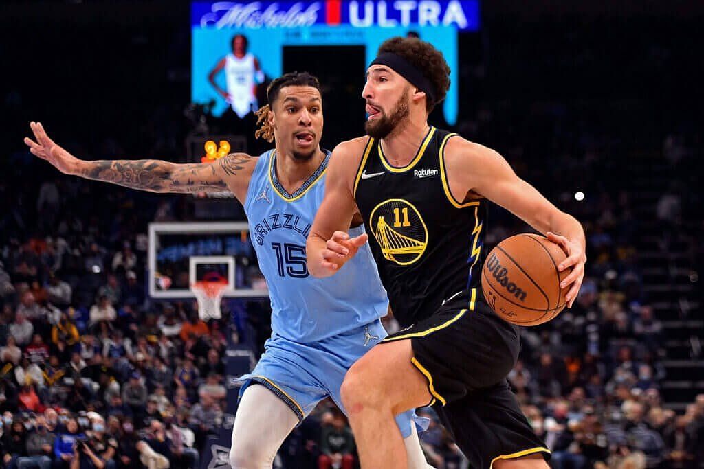 Klay Thompson in action during an NBA game [Source: The Athletic]