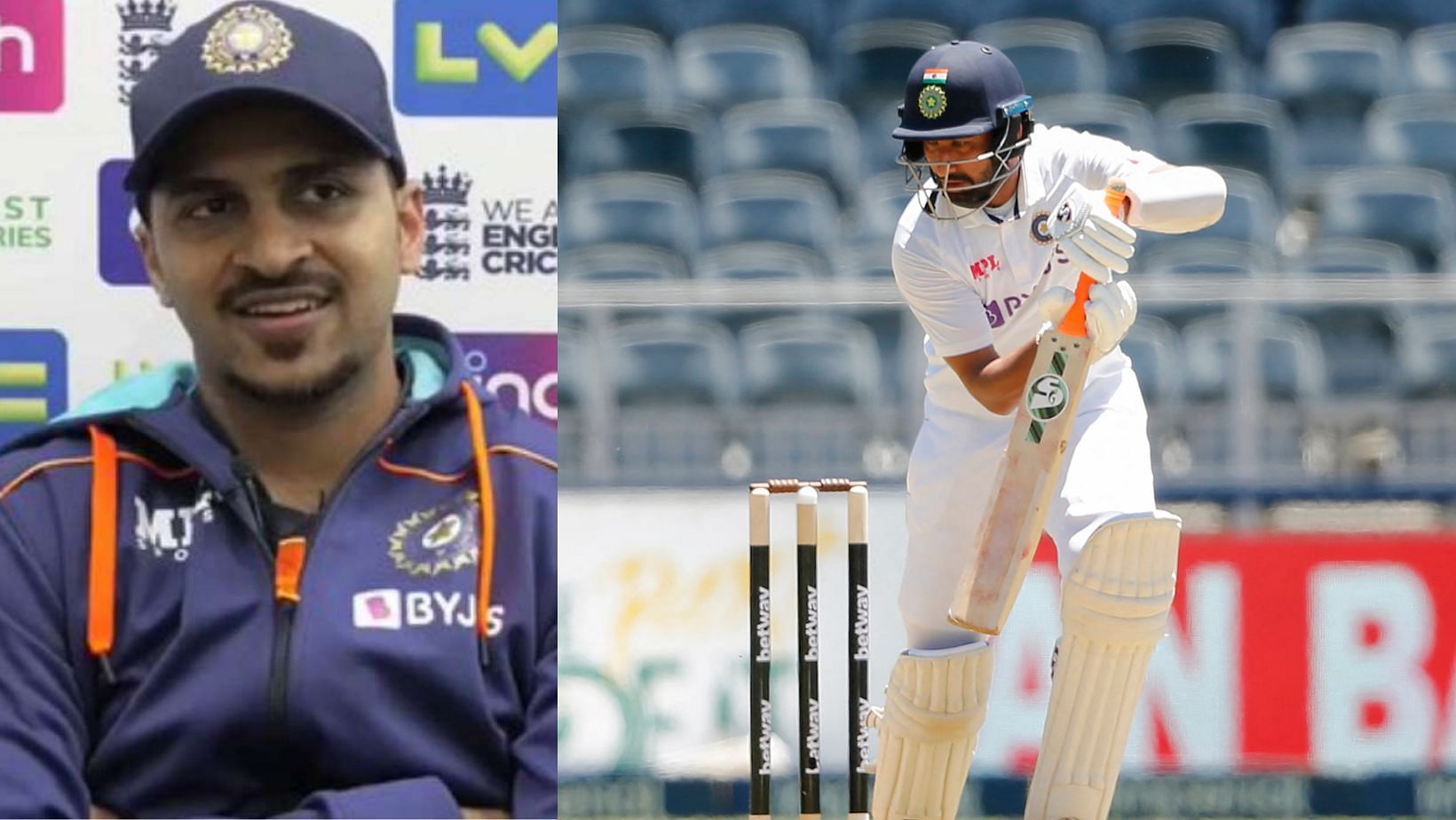 Shardul Thakur (L) says Cheteshwar Pujara felt &quot;internally comfortable&quot;.