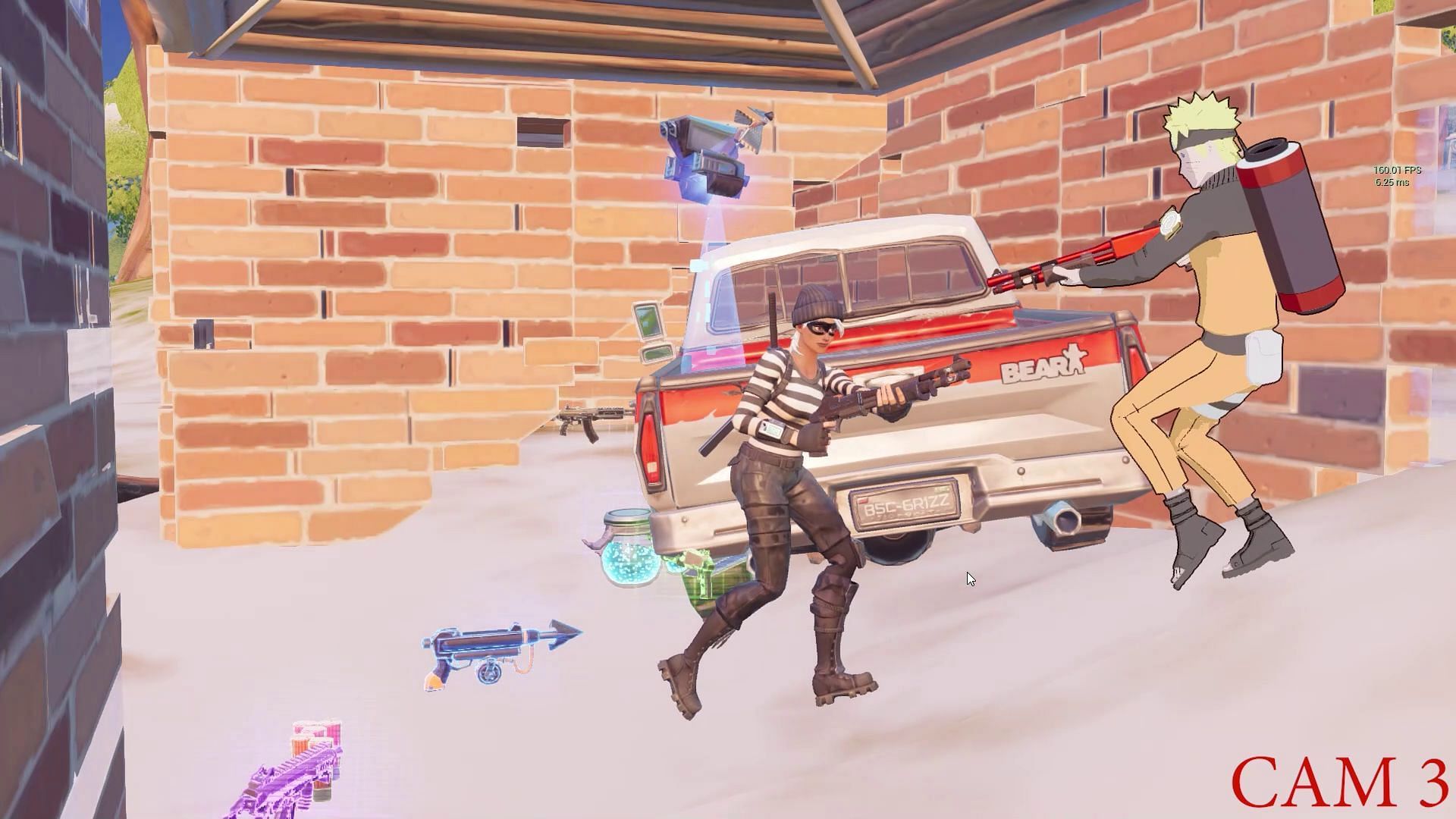 RionZ and his opponent rushing one another with a Striker Pump Shotgun in hand (Image via RionZfortnite/YouTube)