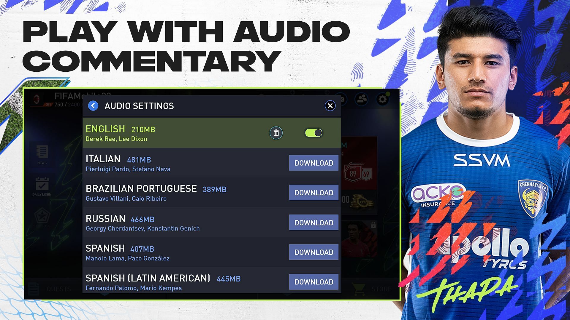 Audio commentary is available in multiple languages (Image via Sportskeeda)