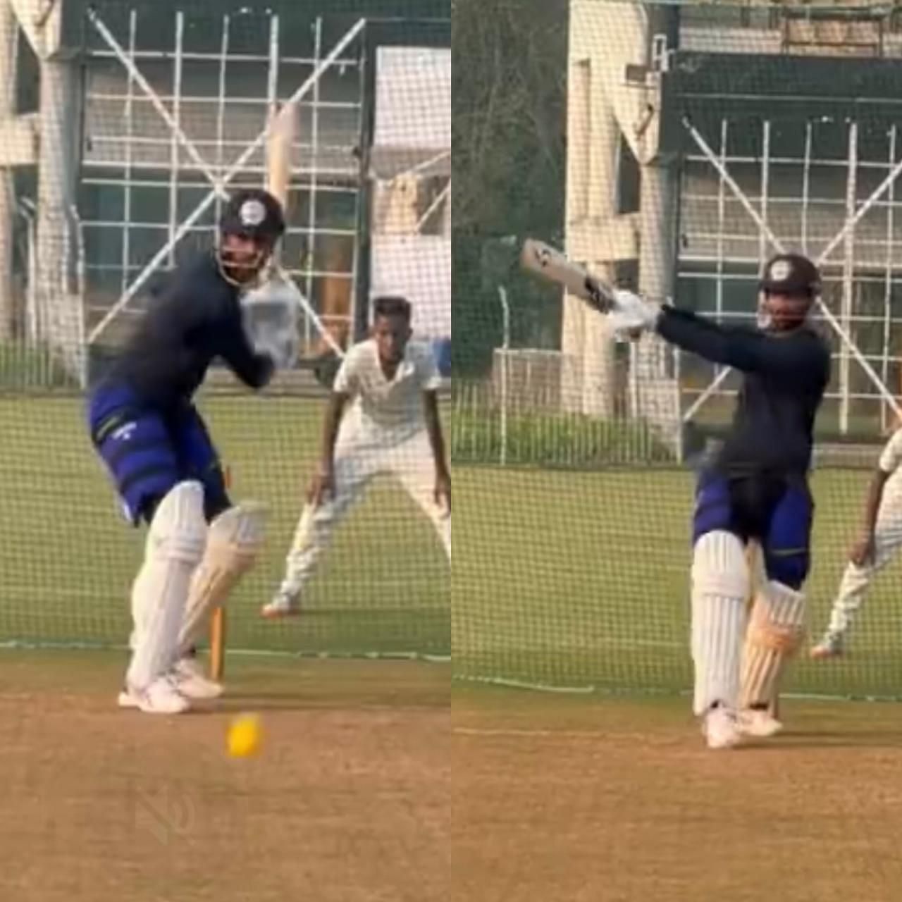 Krunal Pandya toils hard in the nets. (Image source: Instagram)