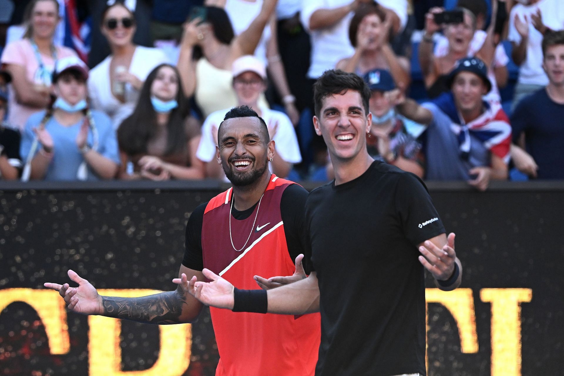 Nick Kyrgios and Thanasi Kokkinakis are two matches away from their first Grand Slam title