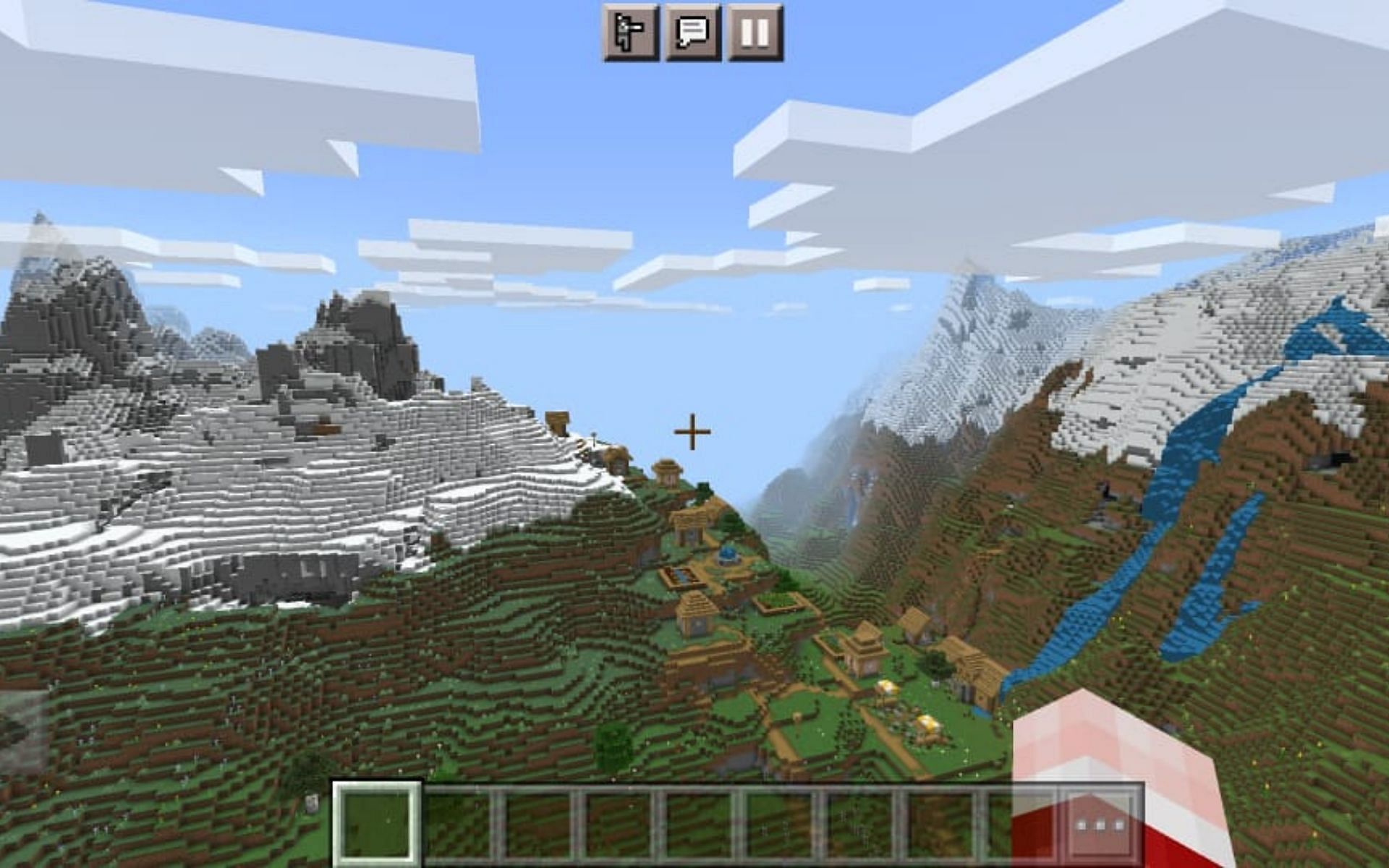 A huge village located in an enchanted spot (Image via Minecraft)