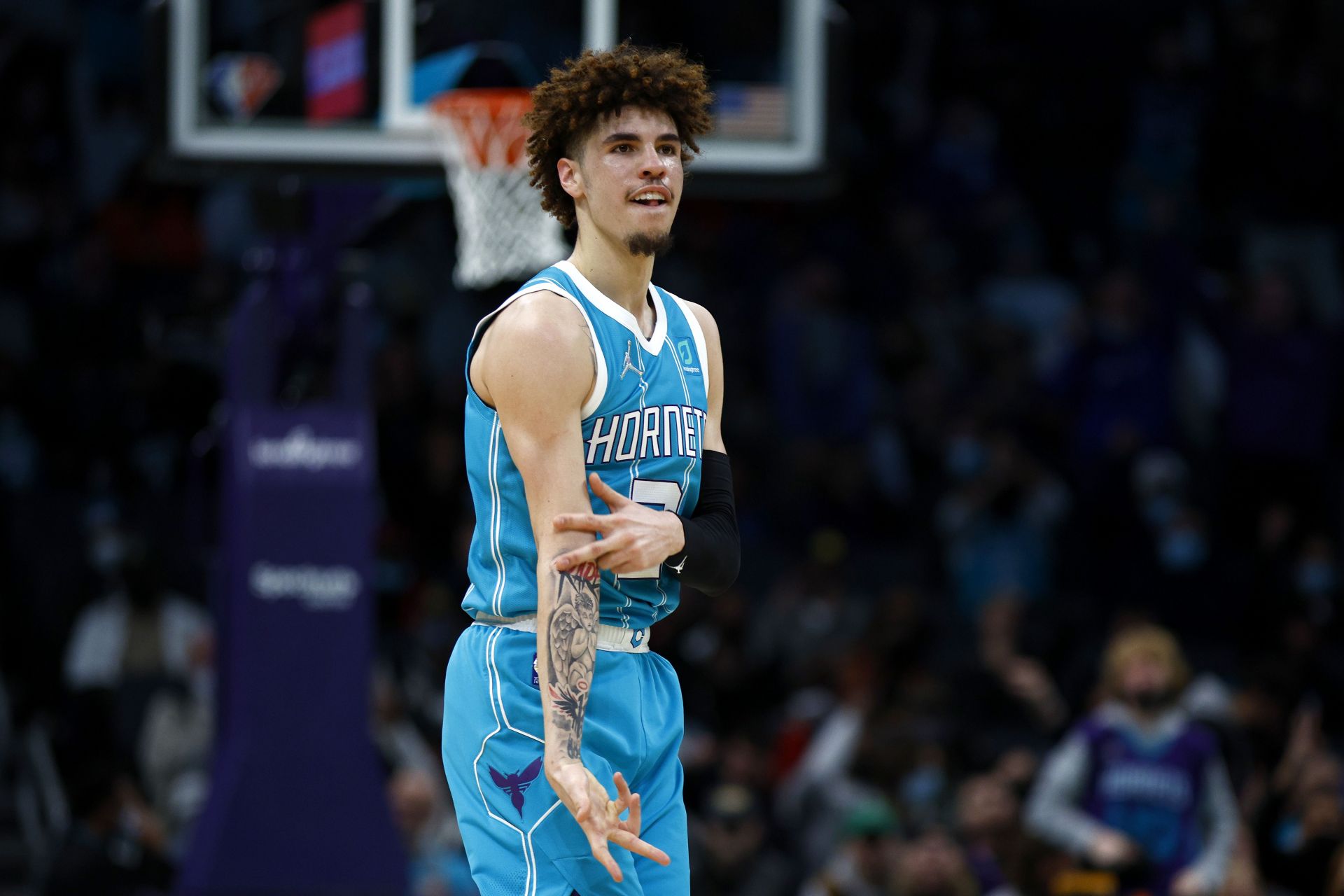 LaMelo Ball celebrates a play