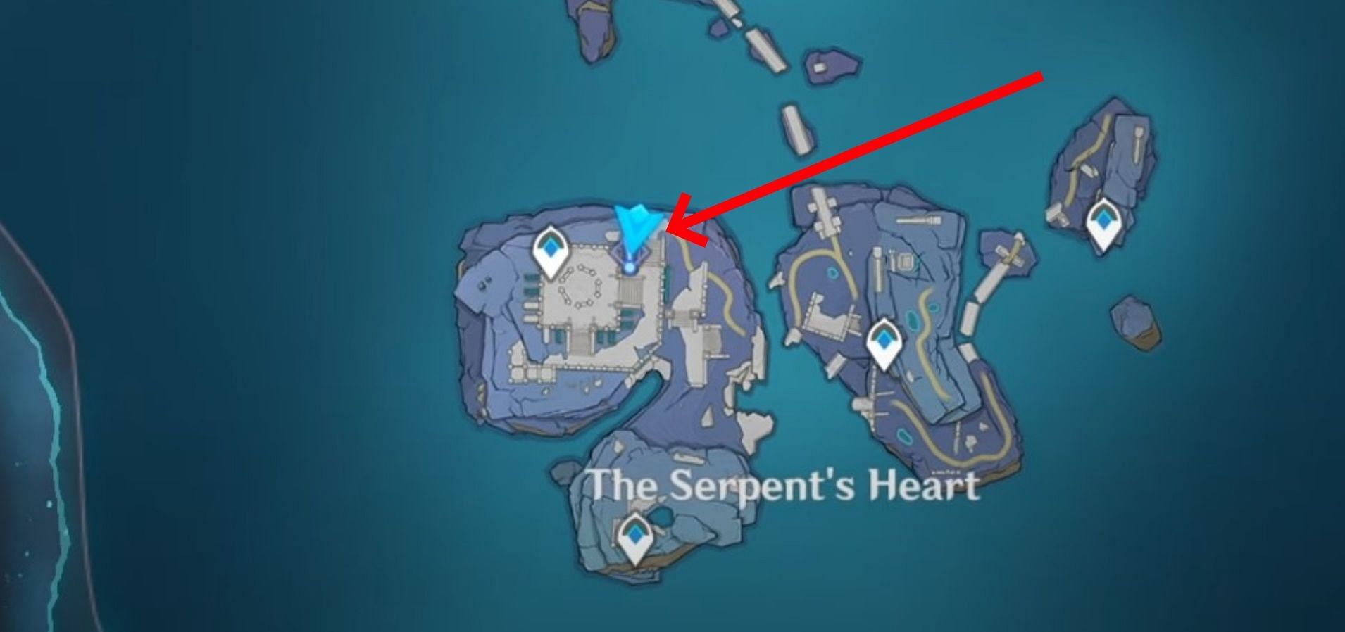 Eboshi is located under this quest indicator&#039;s spot on the map (Image via Genshin Impact)