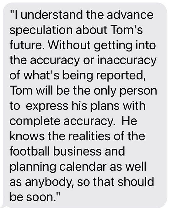 Michael Silver on Twitter: Report for @BallySports: Tom Brady contacted  @Buccaneers GM Jason Licht and told him he has not yet made a final  decision on retirement, disputing the ESPN report. Licht