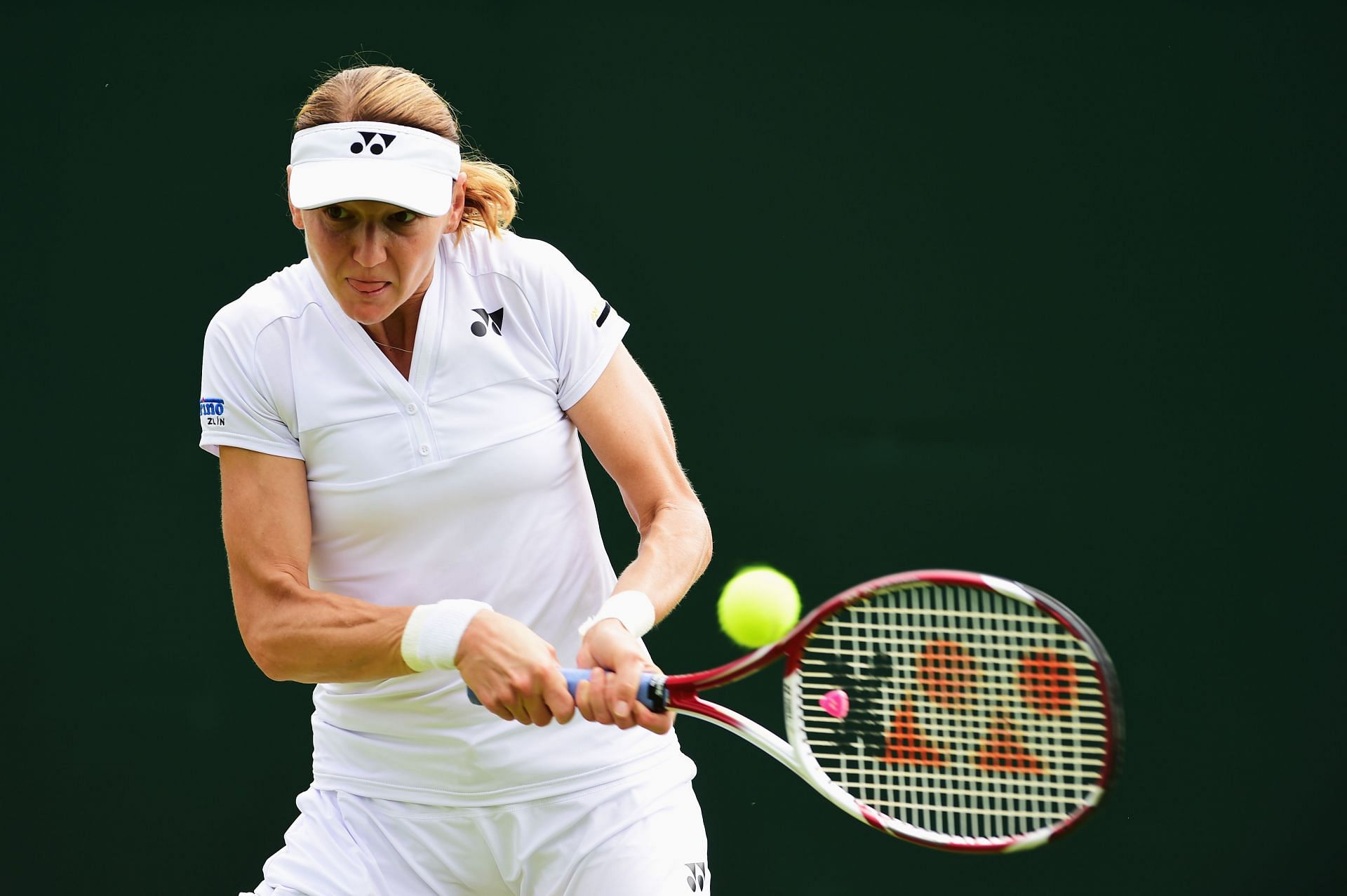 Renata Voracova during a match at the 2015 Wimbledon Championships