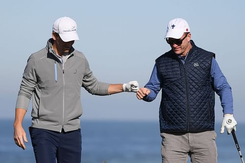 Peyton and Eli Manning at AT&T Pebble Beach Pro-Am - Round Two