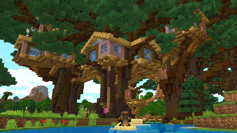 تعتبر بيوت الأشجار في Minecraft نوعًا شائعًا من المباني (الصورة من Mojang)