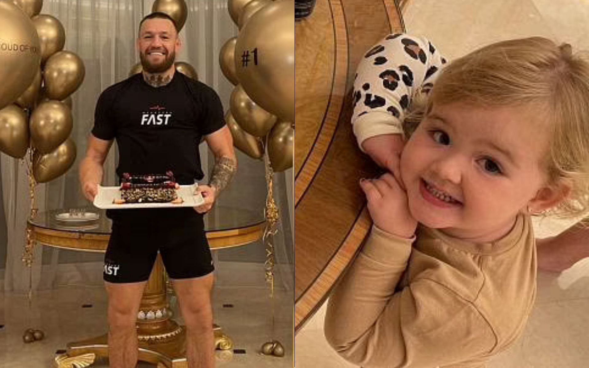 Conor McGregor (left) and his daughter Croia (right)