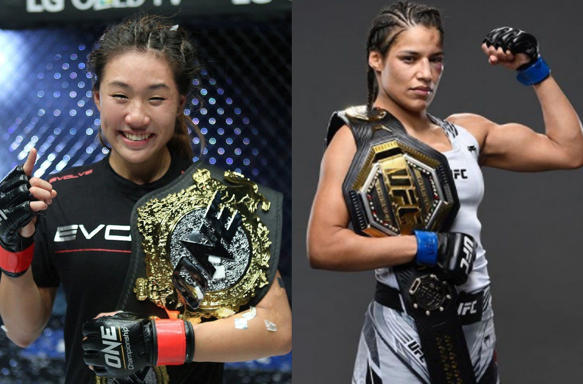 Angela Lee (Left) wants to emulate the success of a &quot;mom champ&quot; in Julianna Pe&ntilde;a (Right) | [Photos: ONE Championship/Julianna Pe&ntilde;a&#039;s Instagram]