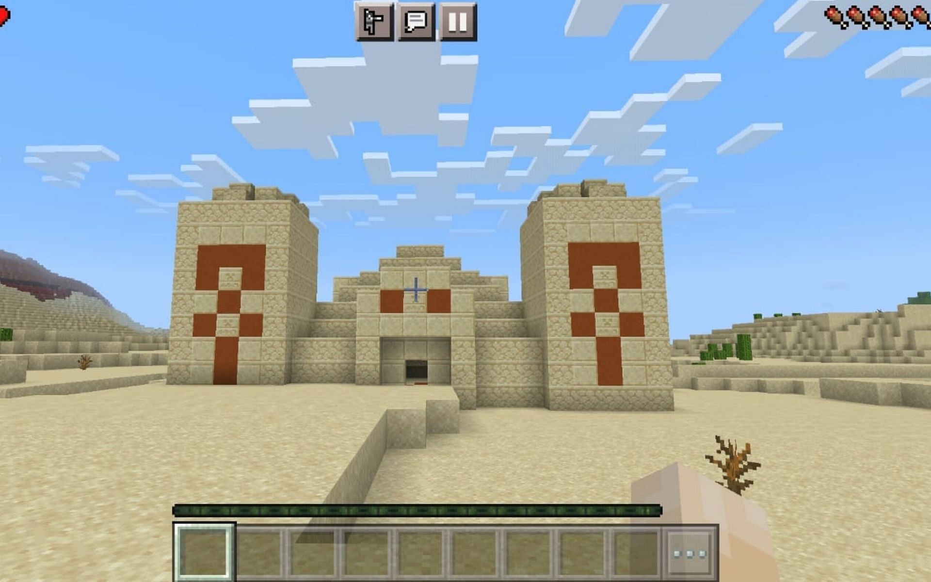 منظر لمعبد الصحراء من Spawn (الصورة من Minecraft)