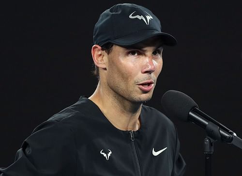 Rafael Nadal during a post-match interview following his semifinal win in Melbourne