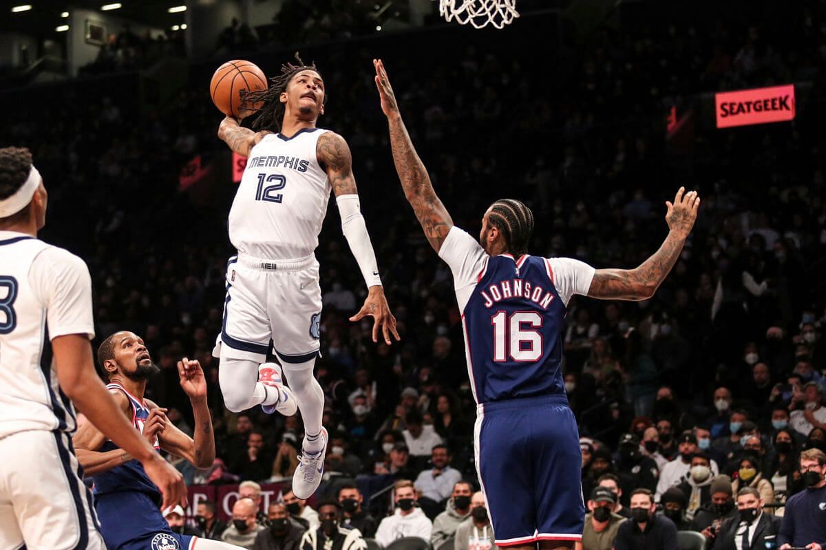 Ja Morant brought the Barclays Center crowd on its feet with another trdemark tomahawk dunk against the Brooklyn Nets. [Photo: Americansamoa News]