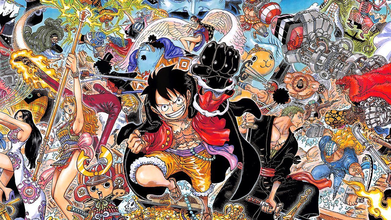 One of many celebratory color spreads the One Piece manga releases (Image via Shueisha Shonen Jump)
