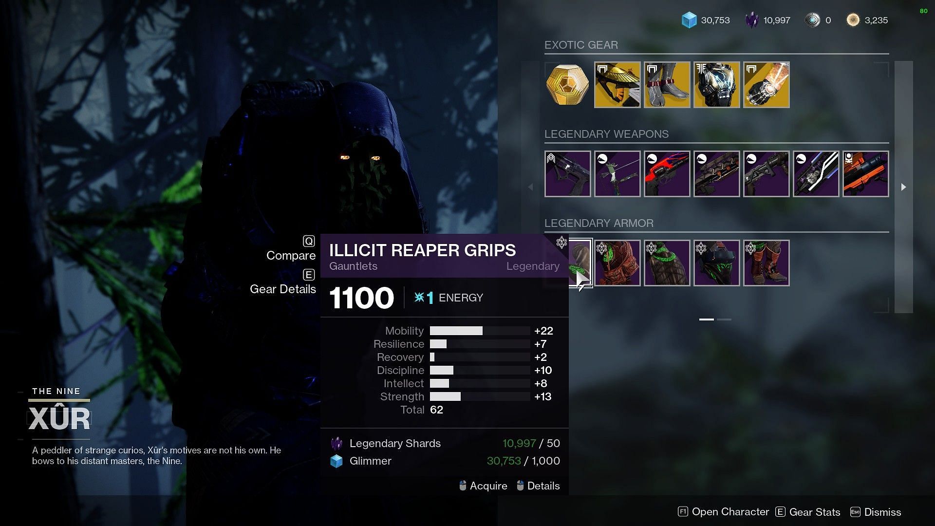 Xur inventory for Hunters (Image via Destiny 2)