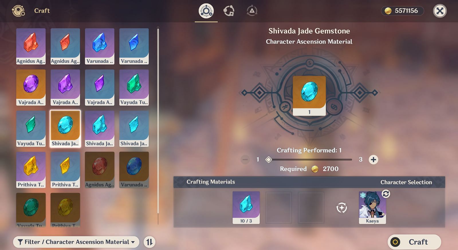 One can craft Shivada Jade materials from the crafting bench(Image via Genshin Impact)
