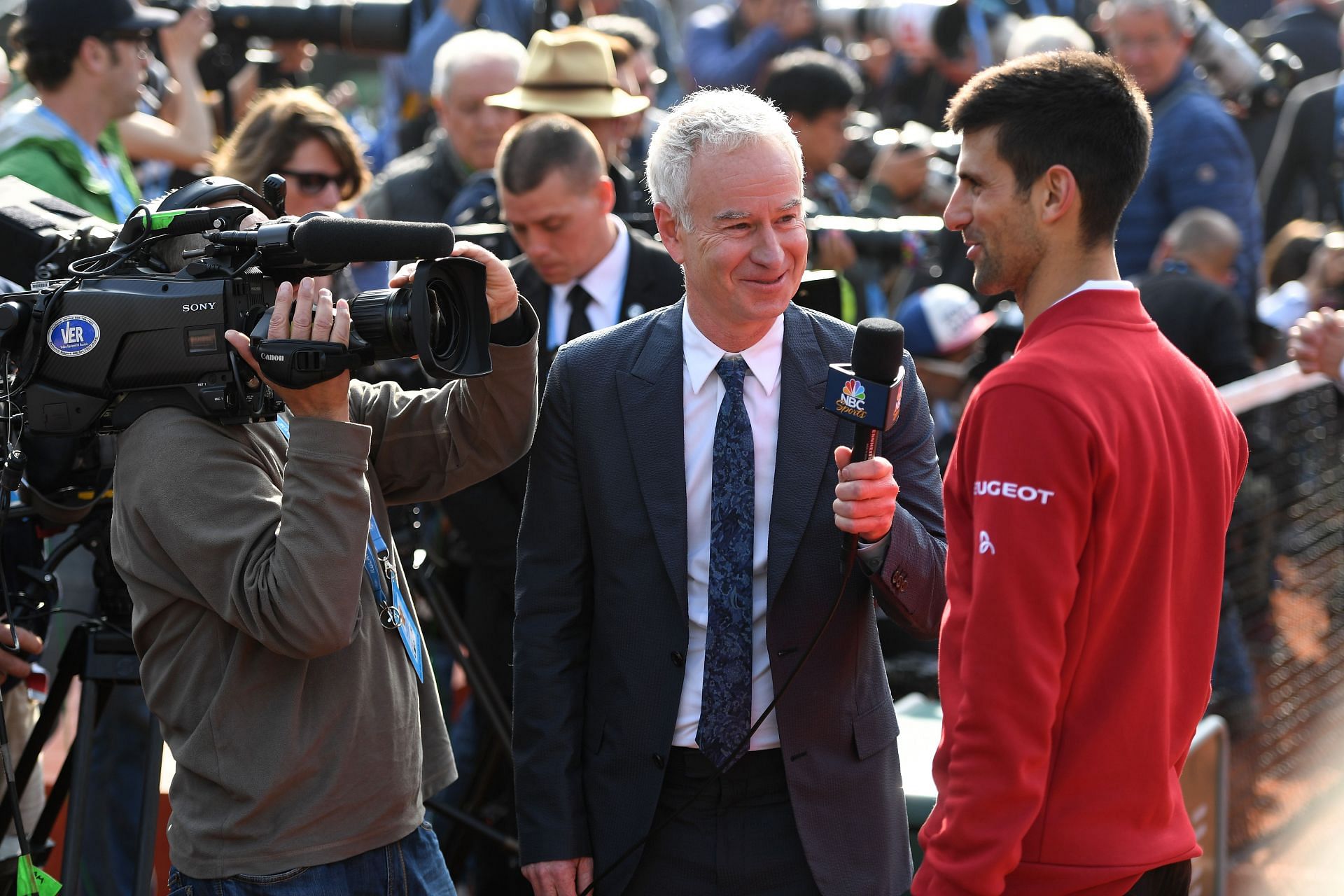 John McEnroe interviews Novak Djokovic at the 2016 French Open