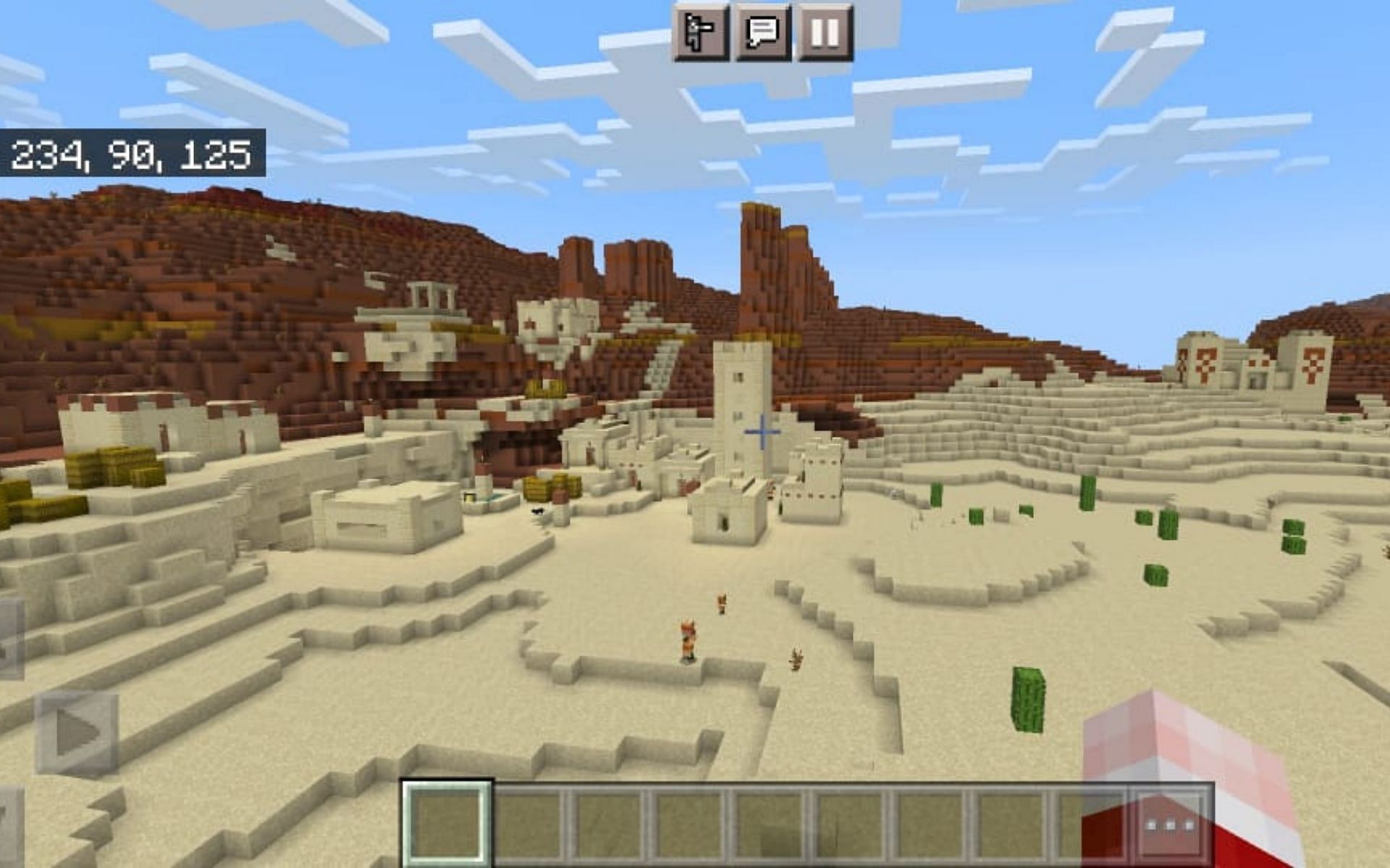 Una aldea del desierto y un templo del desierto en la aparición (Imagen a través de Minecraft)