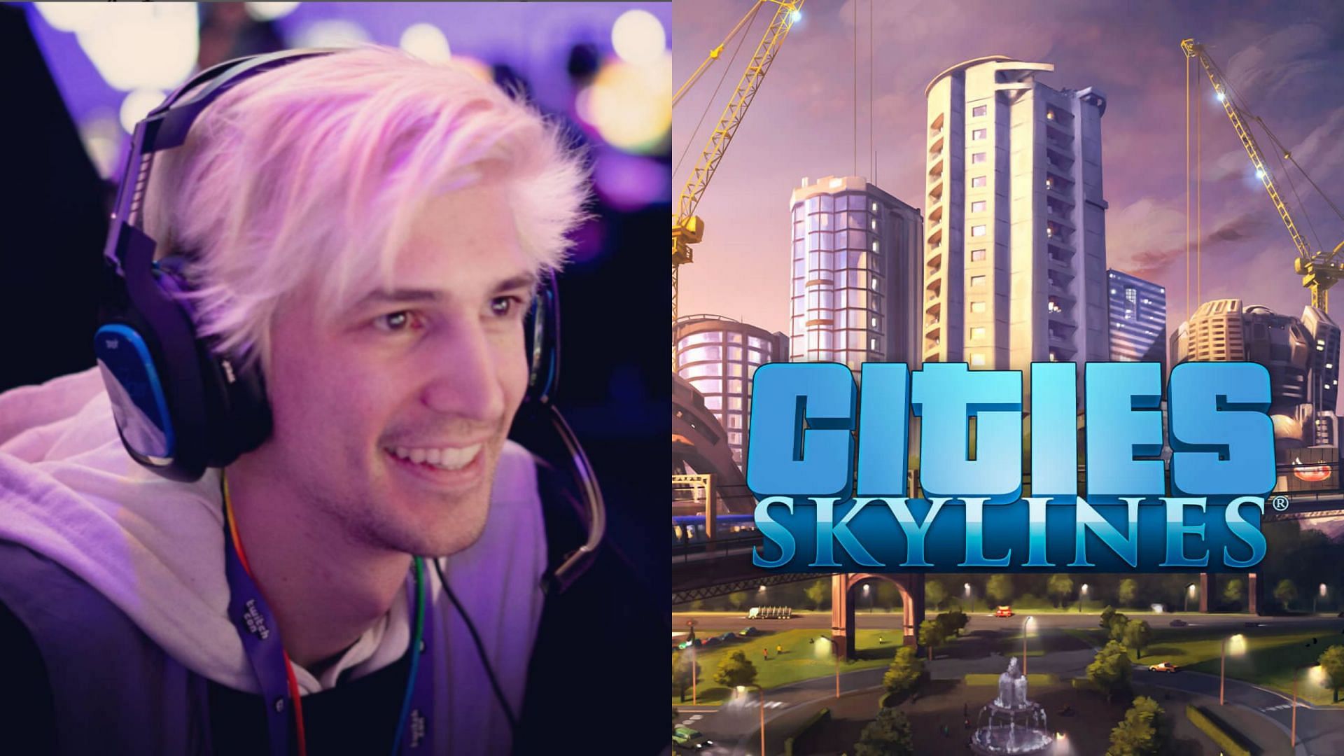 xQc hilariously his college in Cities: Skylines (Images via Instagram/xqcow1 and Google)