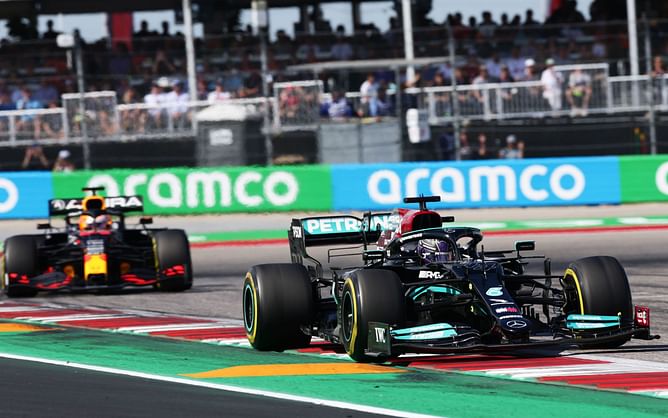 Watch: Lewis Hamilton's blistering start at USGP amidst Red Bull sandwich