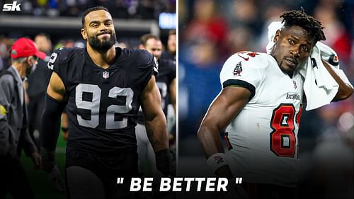 Las Vegas Raiders defensive end Solomon Thomas and Antonio Brown