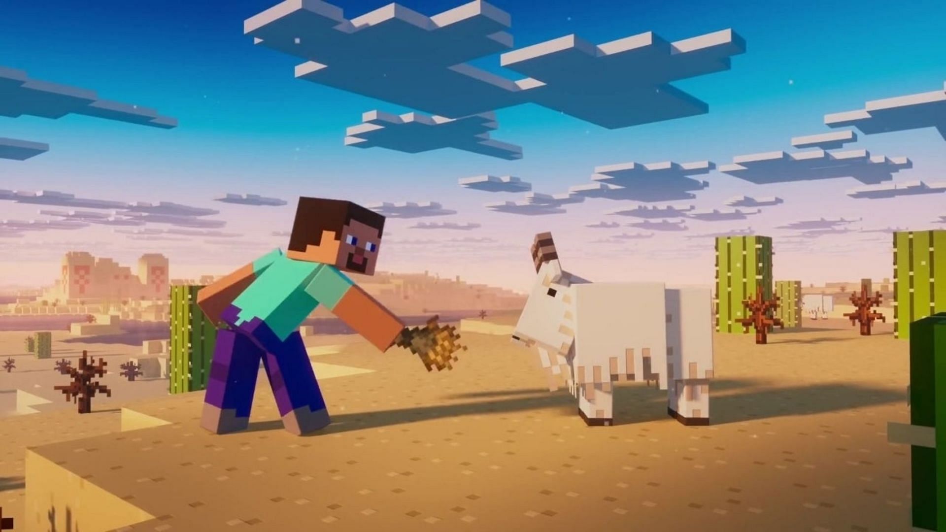 Minecraft&#039;s wilderness and animals add a degree of real-world similarity (Image via Mojang)